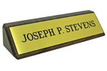 DS10 2" x 10" Brass Name Plate Mounted on Walnut Block