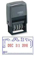 Classix #40322 Paid Self-Inking  Message Date Stamp (Plastic Frame)