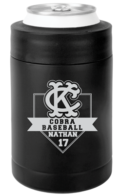 Matte Black KC Cobra Baseball Koozie with Custom Name and Number Koozie
