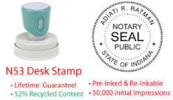 Indiana Round Notary Desk Stamp