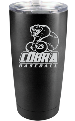 20 oz Matte Black Cobra Baseball Tumbler