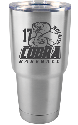 30 oz Stainless Steel Cobra Baseball Tumbler with Custom Name and Number