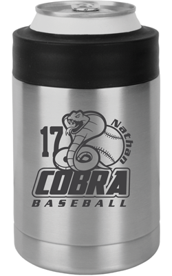 Stainless Steel Cobra Baseball Koozie with Custom Name and Number