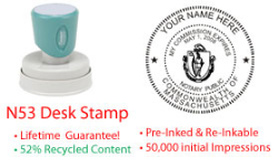 Massachusetts Round Notary Desk Stamp