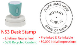 Maine Round Notary Desk Stamp