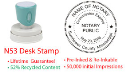 Mississippi Round Notary Desk Stamp