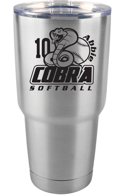 30 oz Stainless Steel Cobra Softball Tumbler with Custom Name and Number