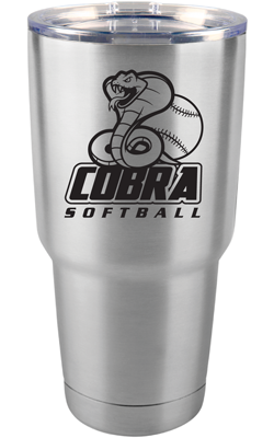 30 oz Stainless Steel Cobra Softball Tumbler