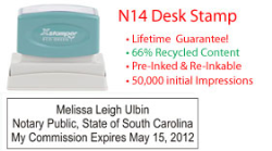 South Carolina Notary Desk Stamp