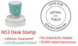 South Carolina Round Notary Desk Stamp