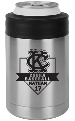 Stainless Steel KC Cobra Baseball Koozie with Custom Name and Number