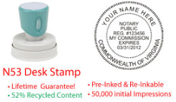 Virginia Round Notary Desk Stamp