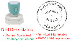 Vermont Round Notary Desk Stamp