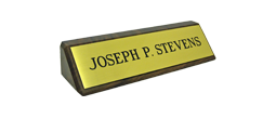 210WBB - DS10 2" x 10" Brass Name Plate Mounted on Walnut Block